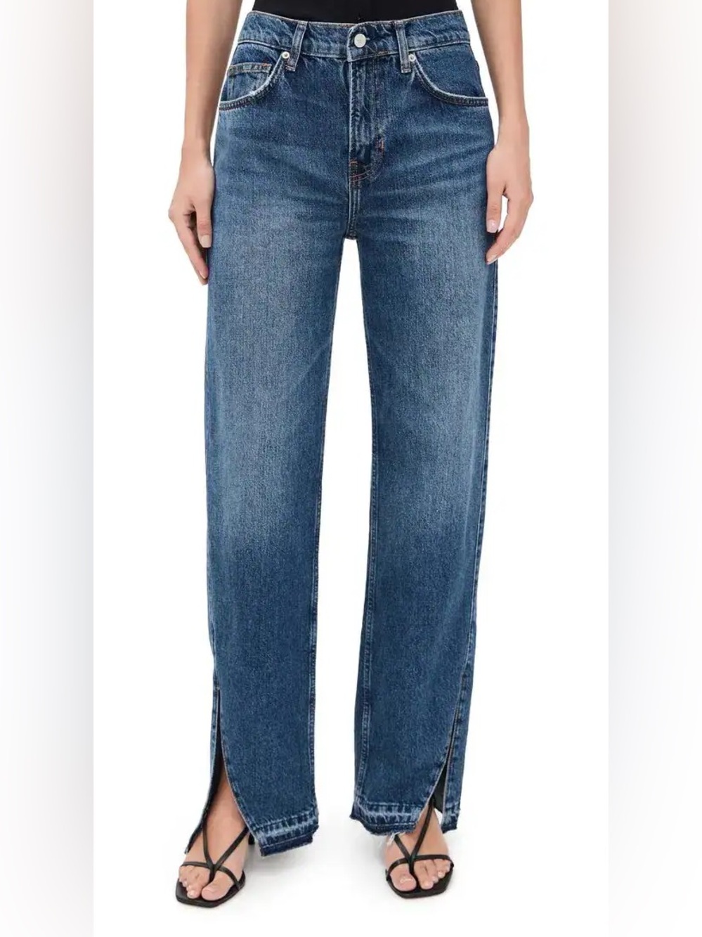 Reformation Mid-Rise Straight Leg Jeans in Denim Blue
